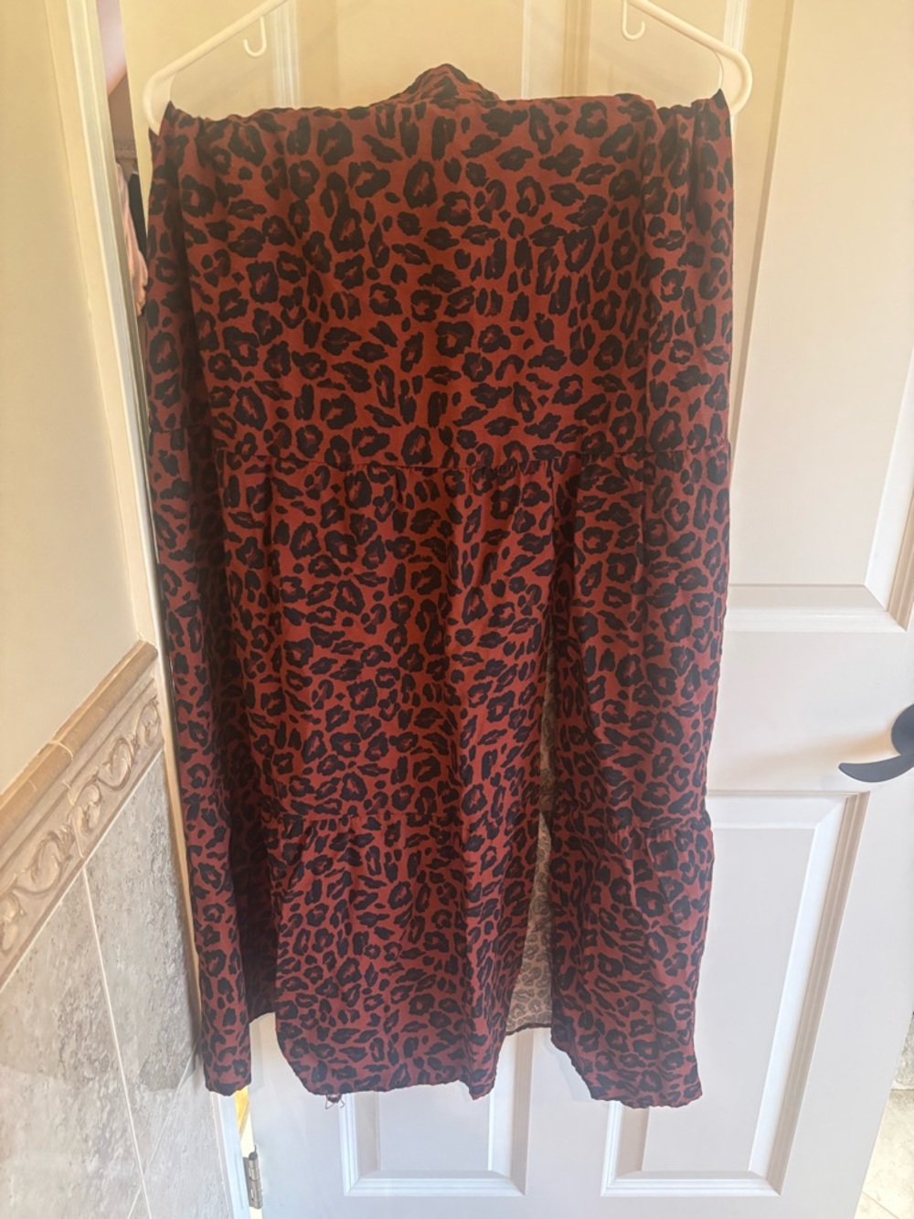 Nine West Rust and Black Leopard Maxi Skirt